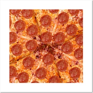 Pepperoni Cheese Pizza Pattern Posters and Art